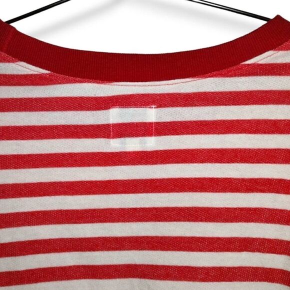 Stripe by N Womens Unisex Tee Shirt Size Small Bonjour Red White Stripes Cotton - Picture 4 of 12
